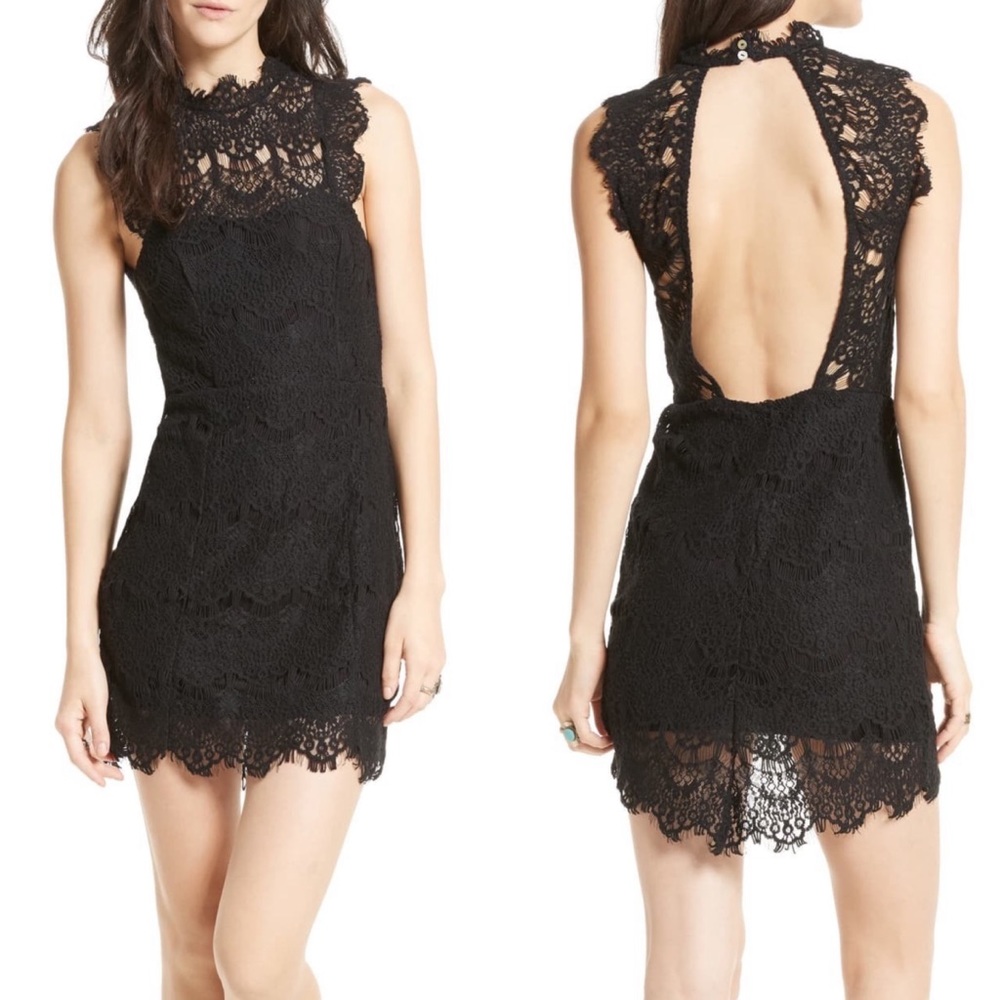 Free People Daydream Lace Mini Dress in Black - Picture 1 of 10